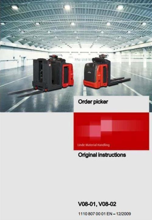 Product picture Linde Order Picker Type 1110:V08-01,V08-02 Operating manual