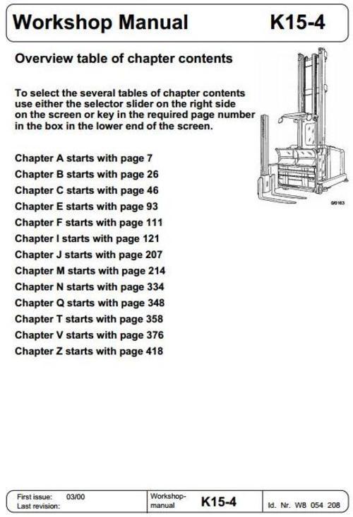 Product picture Linde Truck Type009:K15-4 Service Training (Workshop)Manual