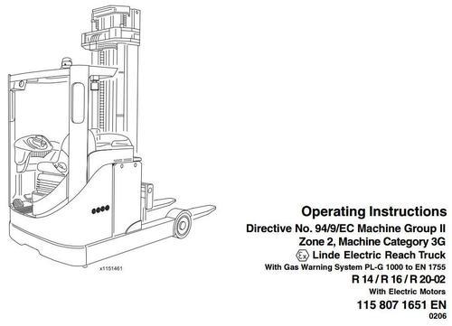 Product picture Linde Electric Reach Truck Type115-02Ex with PL-G1000 Manual