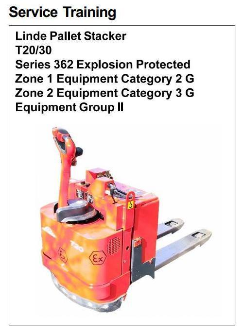 Product picture Linde Pallet Stacker Type362 Ex:T20Ex,T30Ex Manual